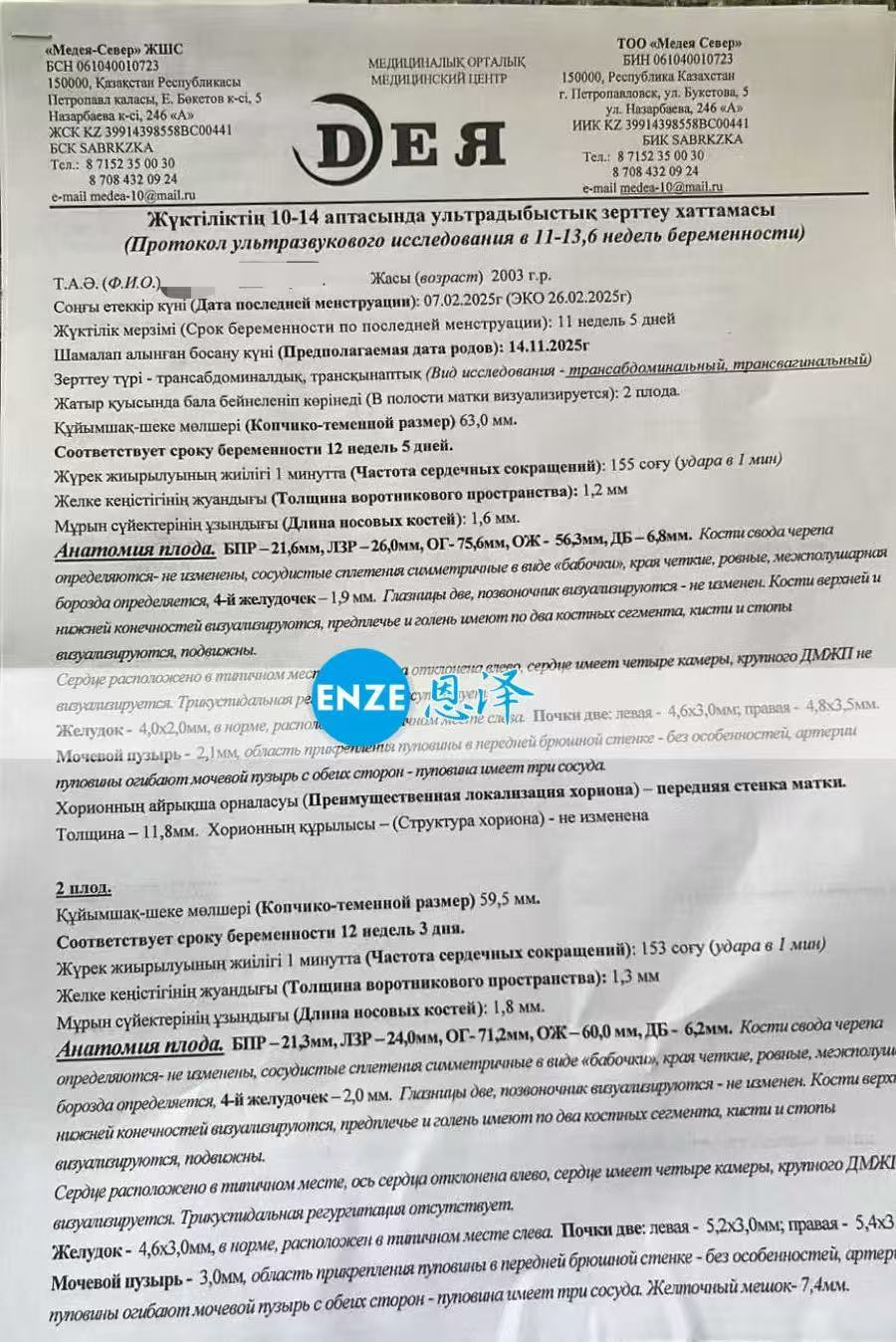 格鲁吉亚试管婴儿助孕爱心使者12周产检顺利通过