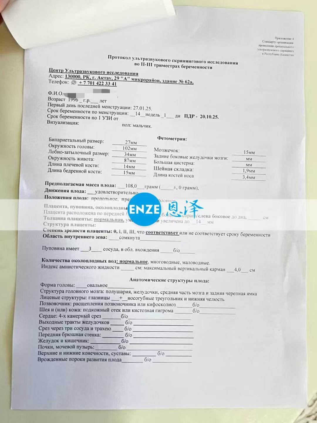 格鲁吉亚试管婴儿助孕爱心使者顺利通过14周产检