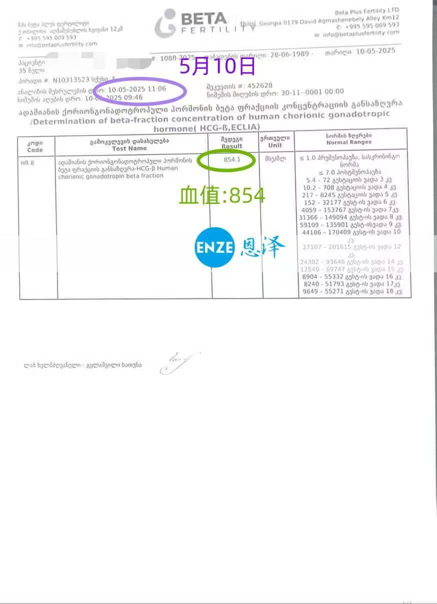 格鲁吉亚试管婴儿助孕爱心使者着床成功
