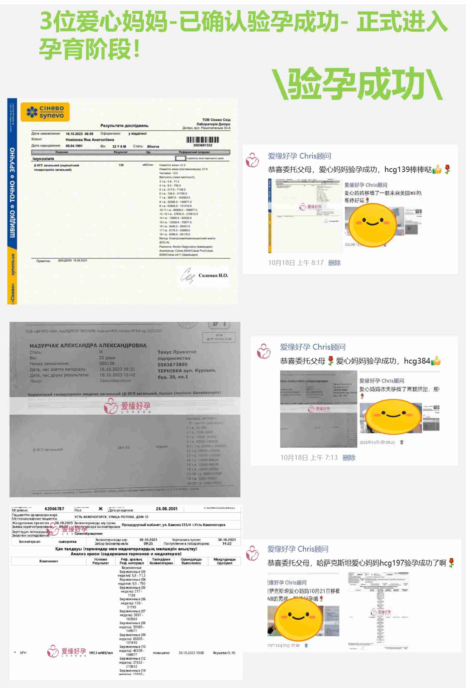 爱缘好孕:10月试管婴儿助孕简报