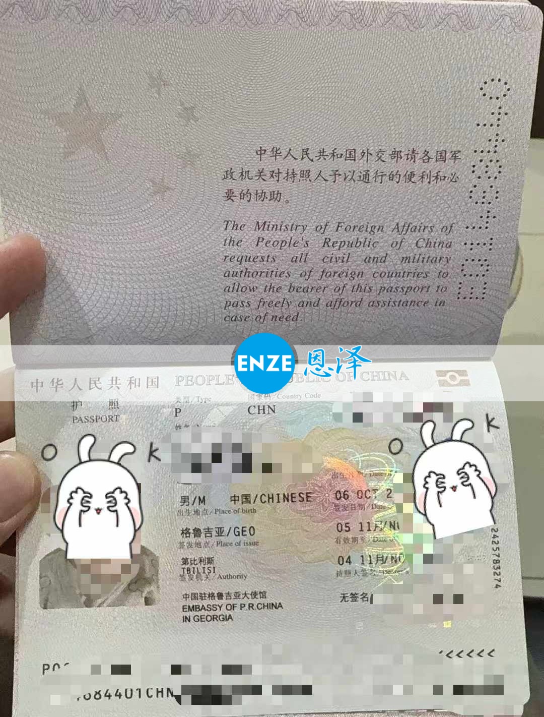 恩泽格鲁吉亚试管婴儿助孕宝宝出生不满一月,护照已到手